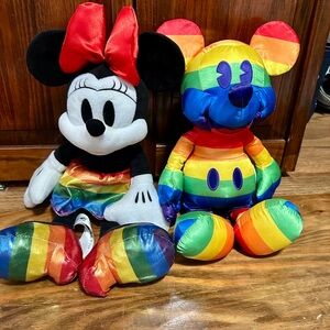 Rainbow Mickey and Minnie - Disney plush dolls